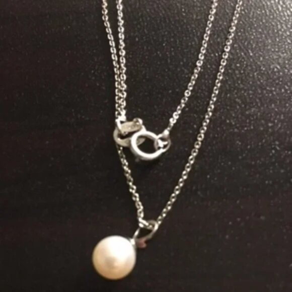 Y2K 925 Silver Chain and Real Pearl Necklace Made in Italy - Picture 6 of 8